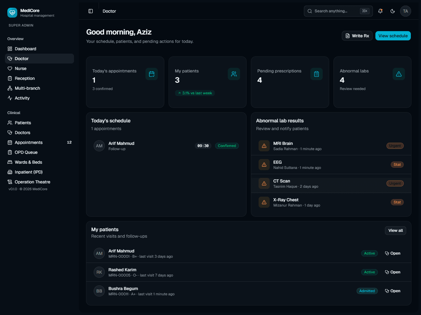 OPD dashboard